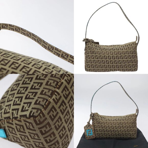 FENDI Zucchino Canvas Hand Bag Black Brown 8BR573 Auth mr1354 - Picture 14 of 14